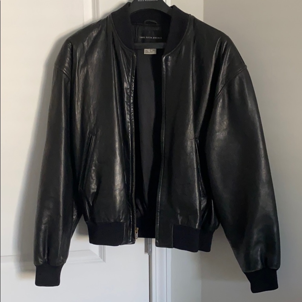 Black Leather Bomber Jacket